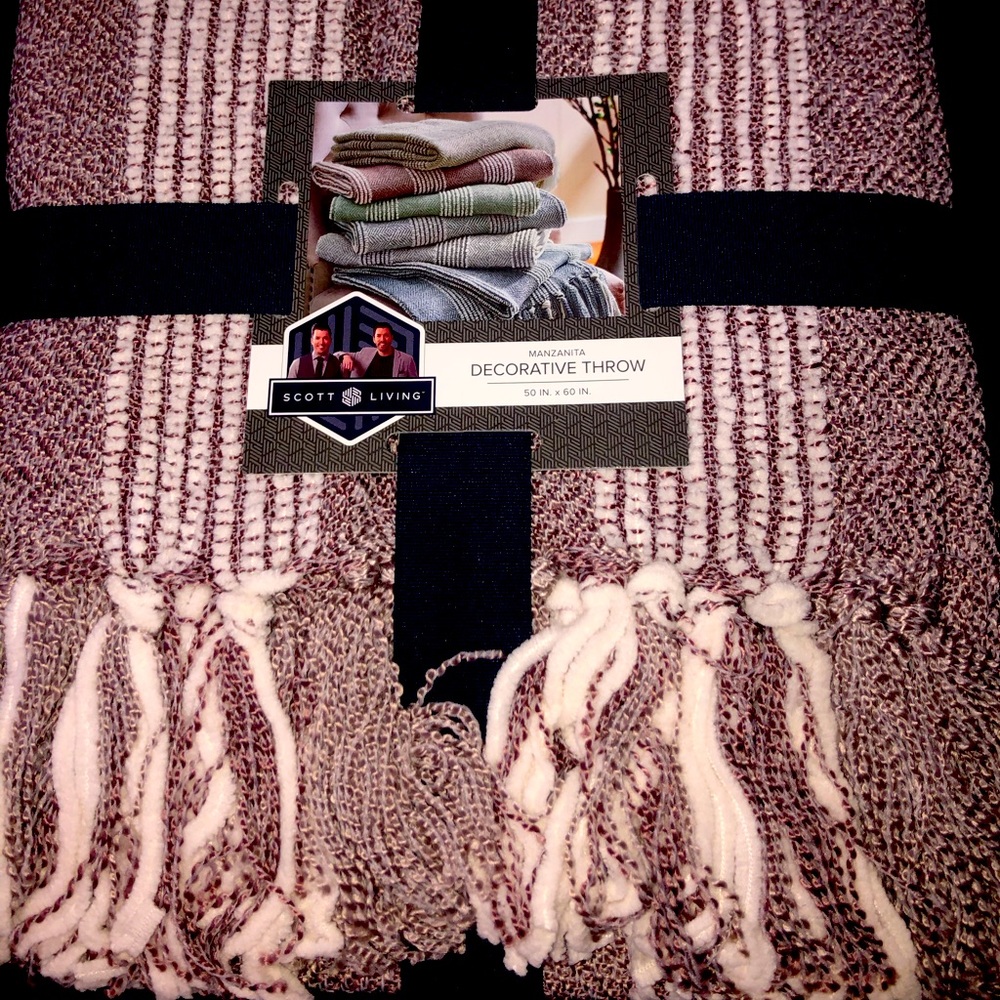 Decorative bed Throw. Burgundy and cream color.